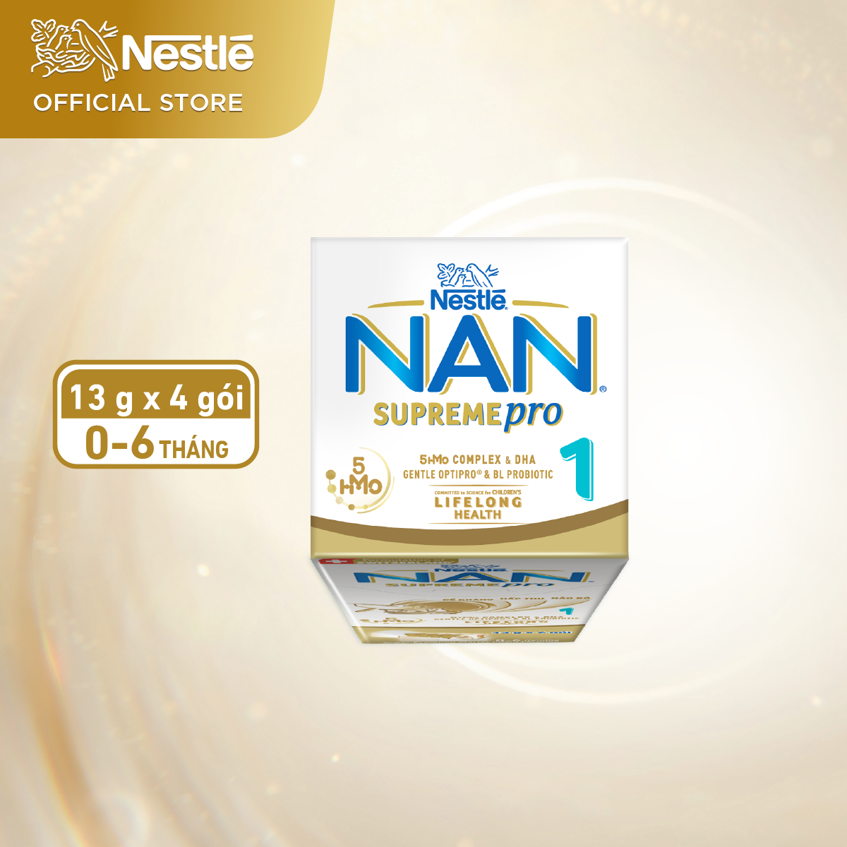 Sữa bột Nestlé NAN SupremePro 1 Hộp 4x13g với 5HMO & đạm Gentle Optipro nhập khẩu từ Đức
