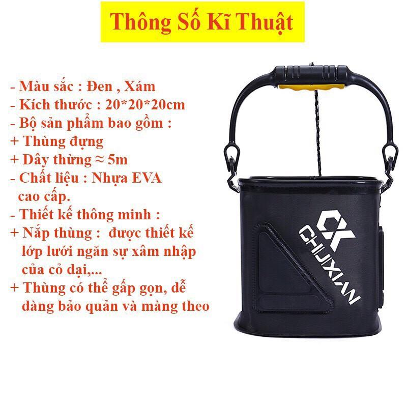 Thùng Múc Nước Đựng Cá CHIXUAN Gấp Gọn Cao Cấp