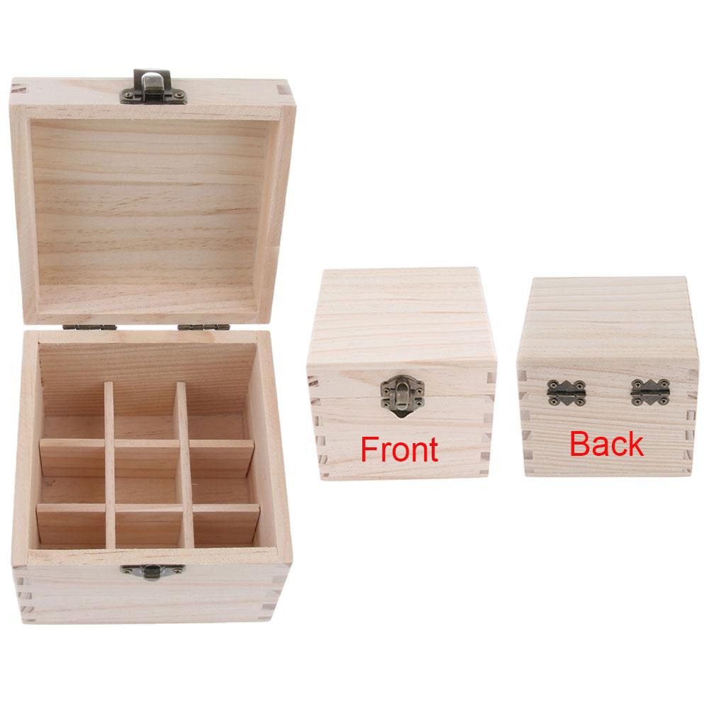 9 Slots 10ml Essential Oil Wooden Box Storage Case - Movable Compartments