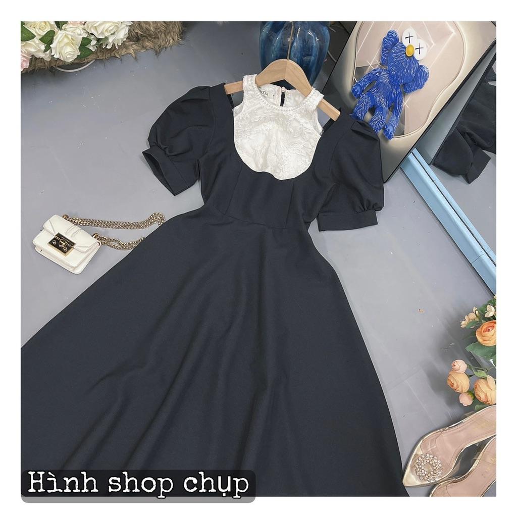 Đầm xoè dự tiệc cổ phối ren