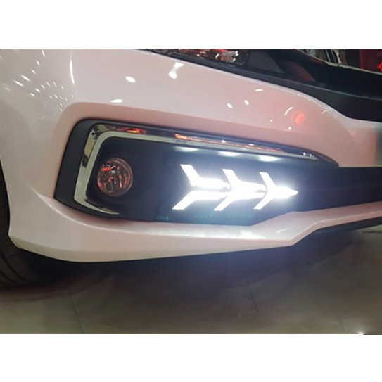 Độ Đèn Led Cản Trước Có Đèn Hình Xương Cá Dành Cho Xe Honda Civic RS 2018-2020