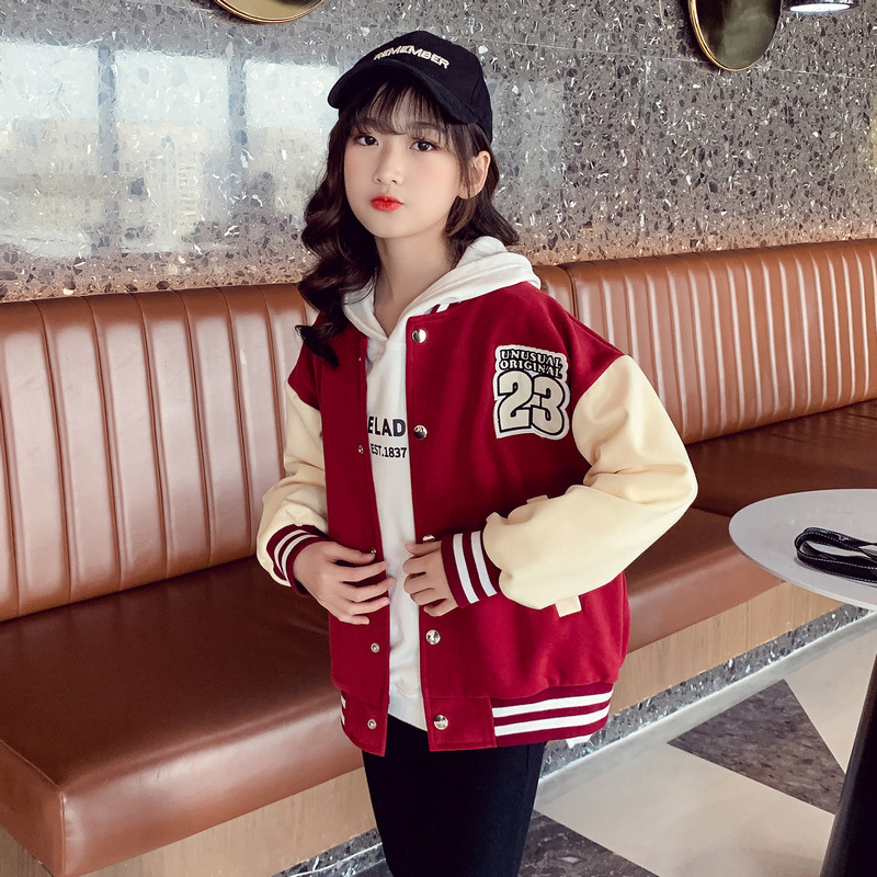 Áo Bomber bé gái size đại 5-14 tuổi thêu đáp số 23. Áo khoác cho bé xuất Hàn cao cấp khỏe khoắn thời trang