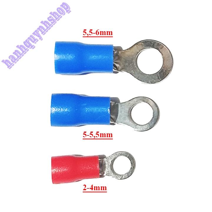 Đầu cốt dây điện tròn cos bọc nhựa cách điện 2-6mm loại đẹp (Gói 10 cái)