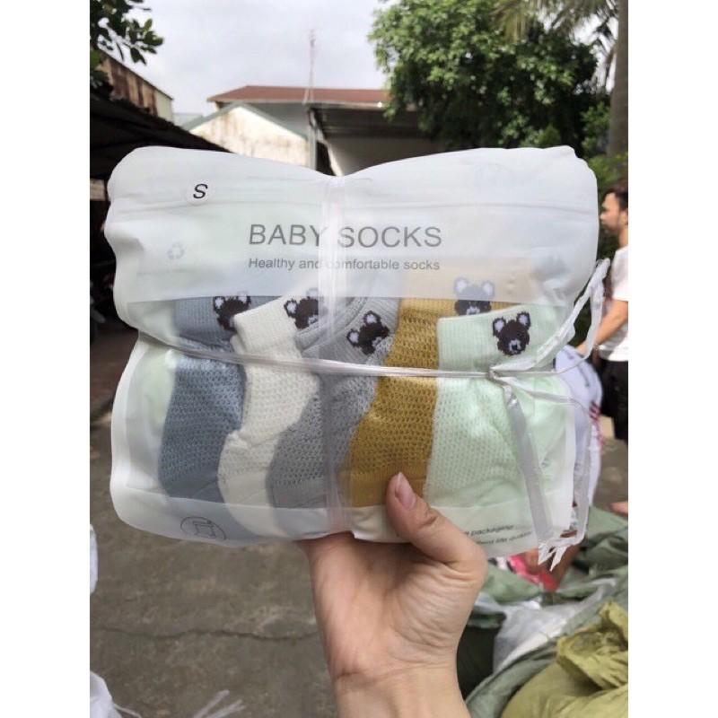 Sét 5 đôi tất lưới hình gấu cho bé