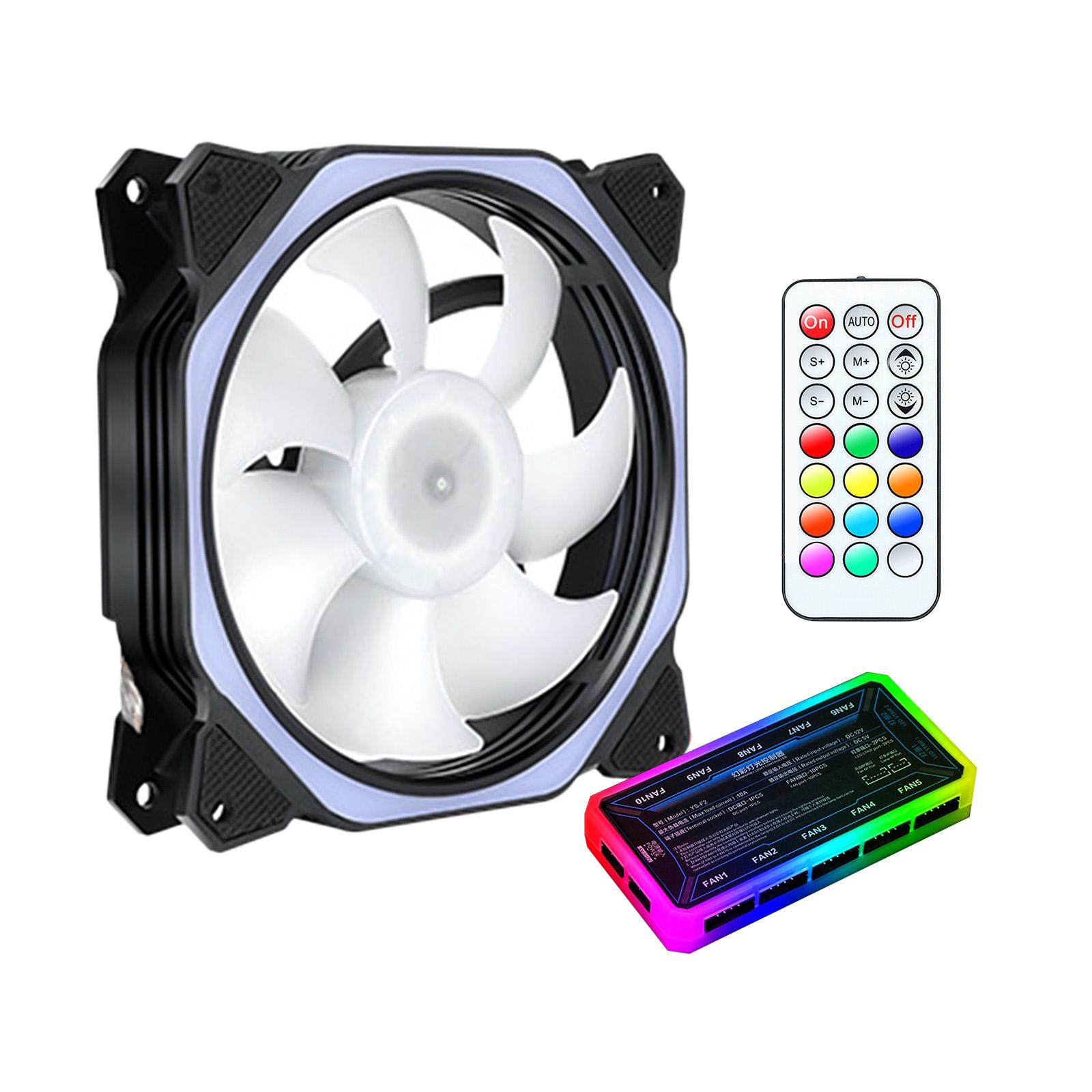Case Fan RGB Lighting 120mm with Independently-Controlled LEDS, Absorbing Rubber Pads, PWM Static Pressure for Computer Case & Liquid Radiator