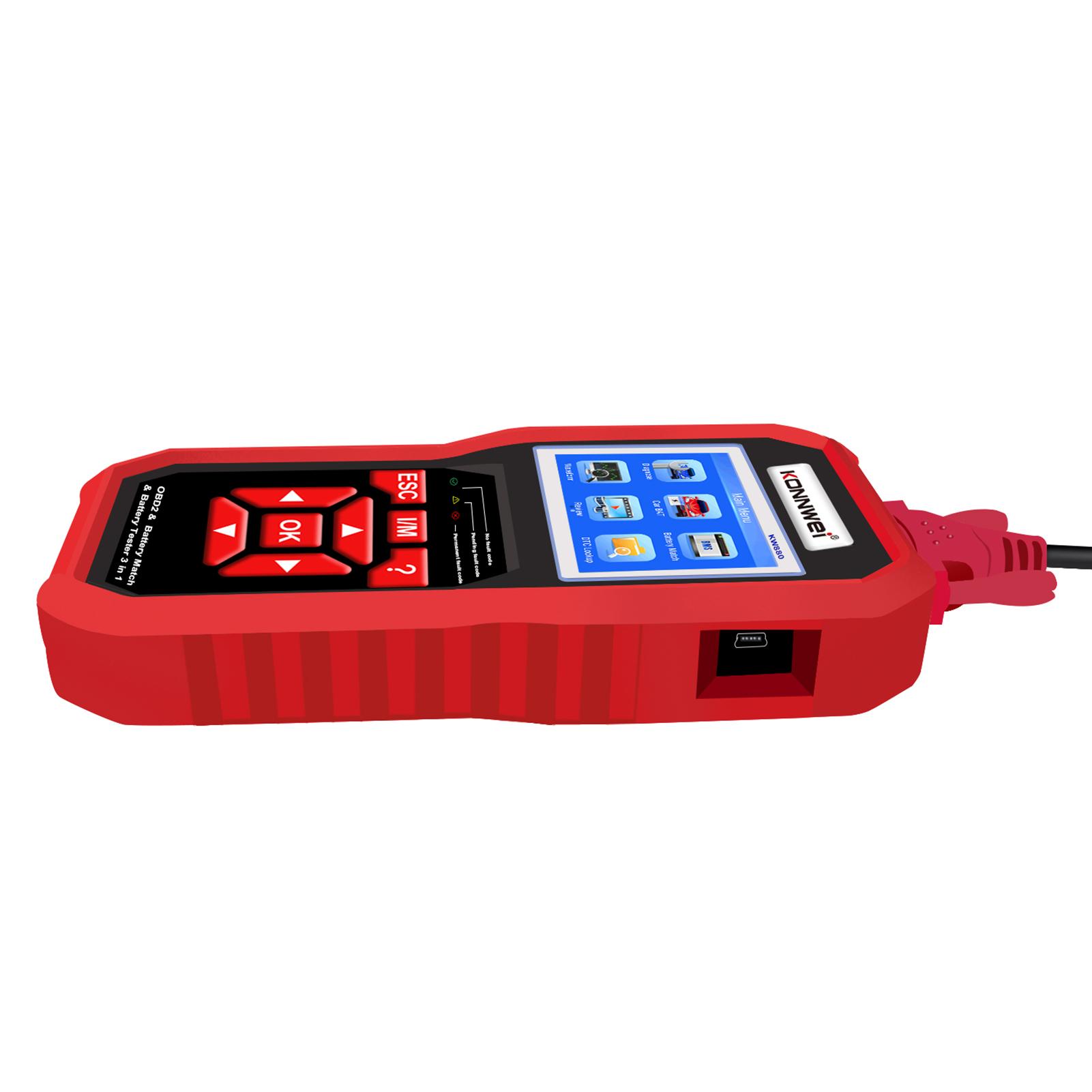 KONNWEI KW880 Universal Battery Tester& Car Battery Match Car OBDII Diagnostic Fault Scanner for 6V-12V Car Motorcycle Battery Test