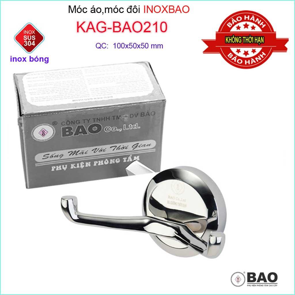 Móc đôi Inox Bảo KAG-BAO210, móc 2 treo đồ nhà tắm SUS304 đế tròn thiết kế tuyệt đẹp sang trọng tinh tế đến từng chi tiế