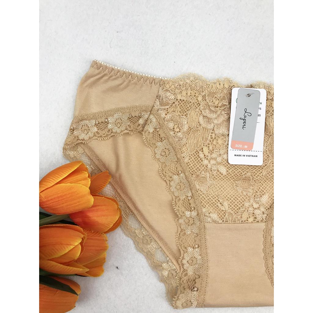 Quần Lót Nữ Cotton Phối Ren Cạp Vừa LUPERI SP728 Dáng Bikini Thiết Kế Không Lằn Mông Kháng Khuẩn Khử Mùi Tốt