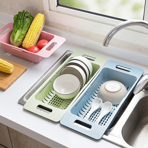Rổ Gác Bồn Rửa Bát Gấp Gọn Đa Năng Lúa Mạch Tiện Dụng