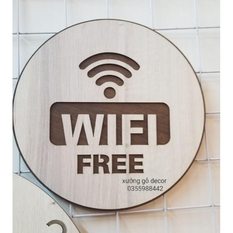 Bảng gỗ trang trí Bảng wifi free trang trí shop quán