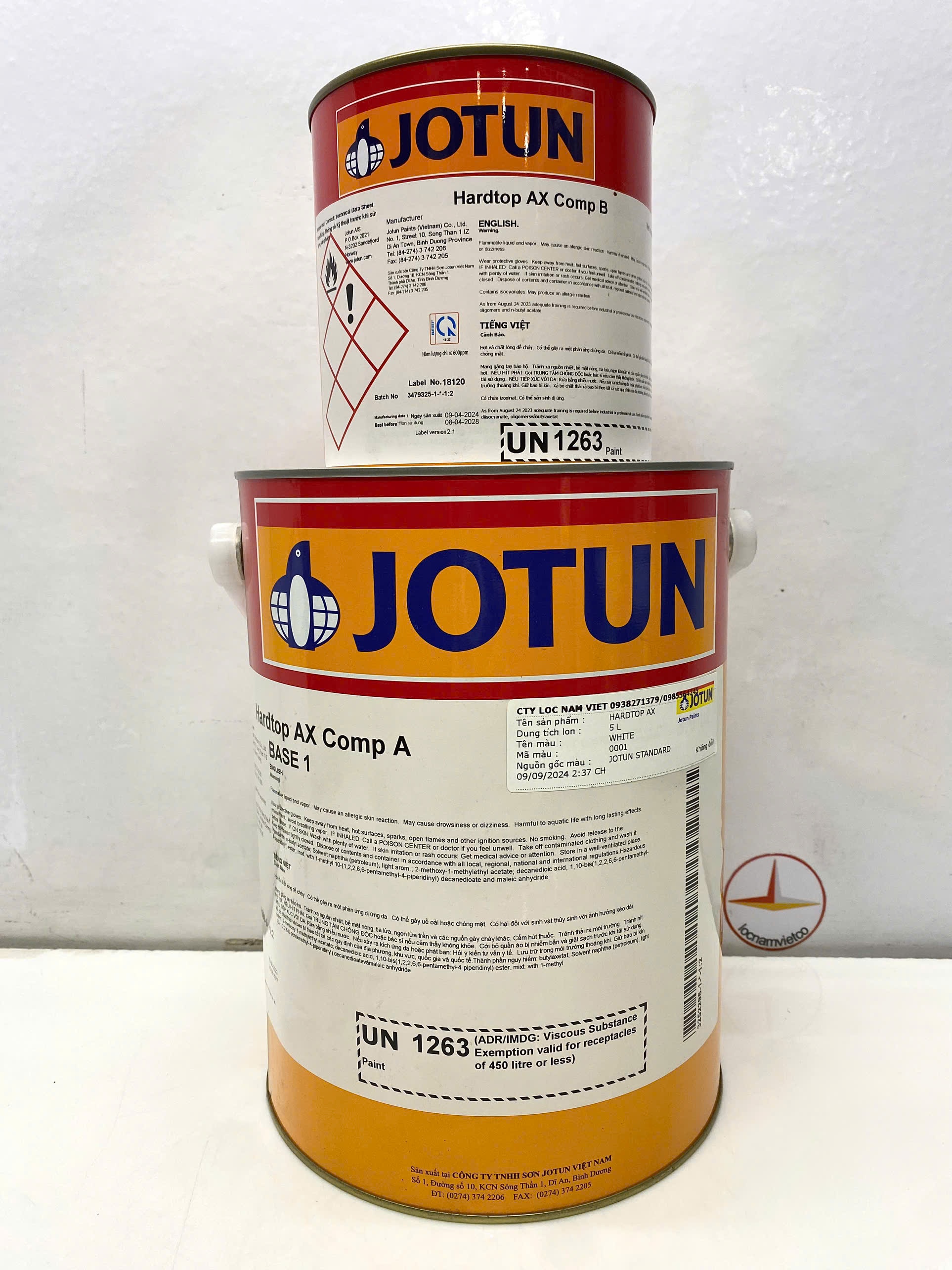 Sơn hai thành phần Jotun Hardtop AX Base 1 màu trắng 0001 _ 5L/bộ