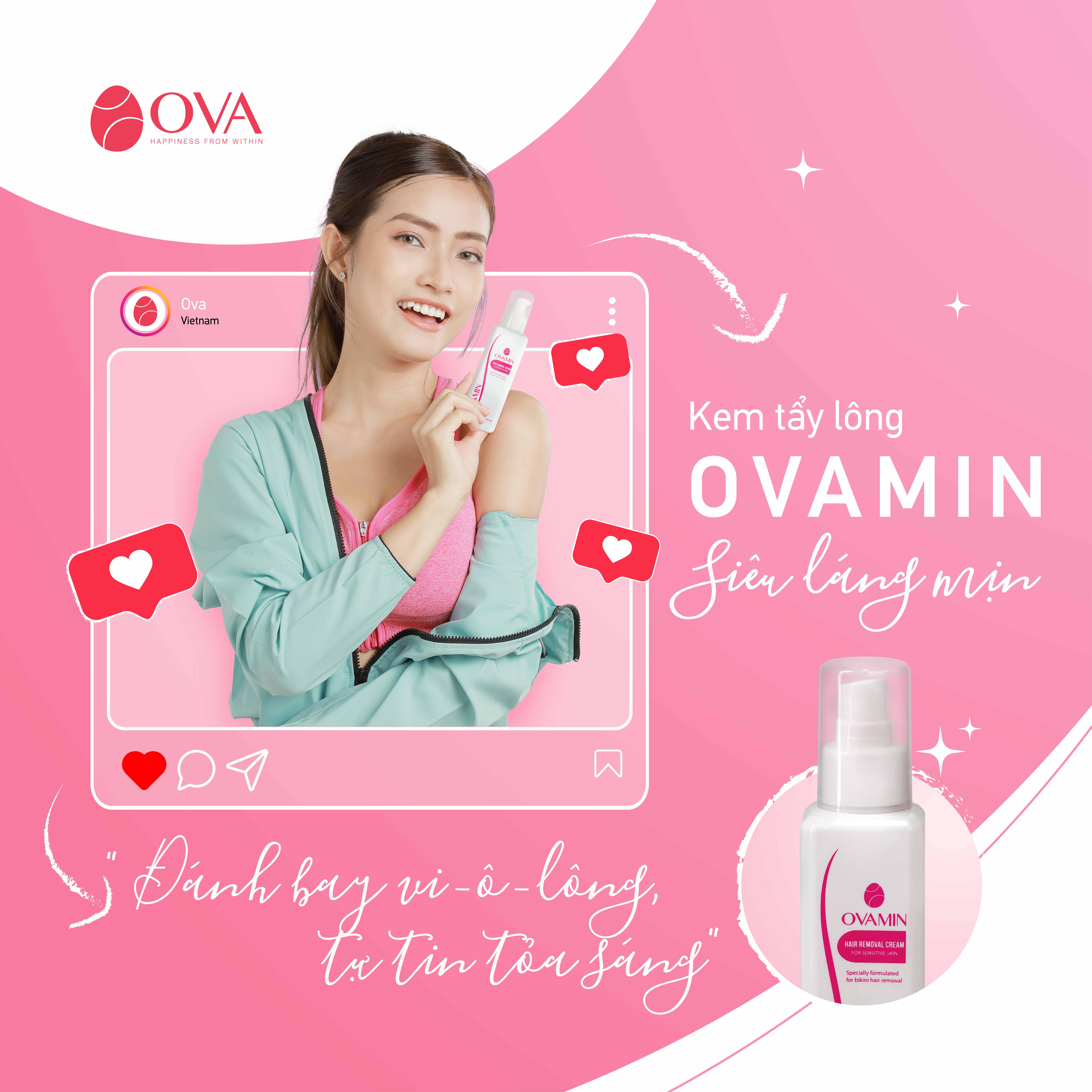 Kem tẩy lông Body OvaMin - triệt lông nách, chân, tay, bikini, vùng kín, an toàn và không gây kích ứng da, 100ml