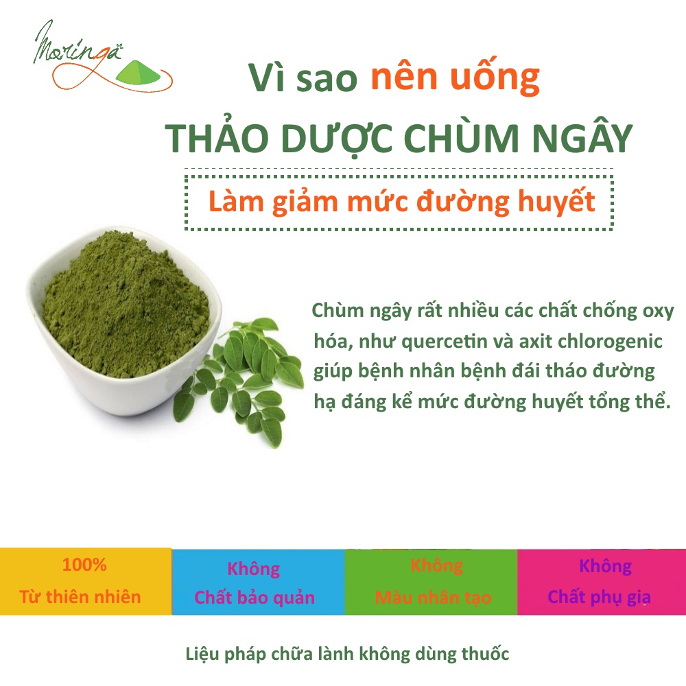 Combo 2 Hộp Bột Chùm Ngây Moringa - Thảo dược giúp tăng sức đề kháng, phòng ngừa loãng xương, hỗ trợ điều trị tiểu đường, đau nhức xương khớp, ổn định huyết áp, đẹp da