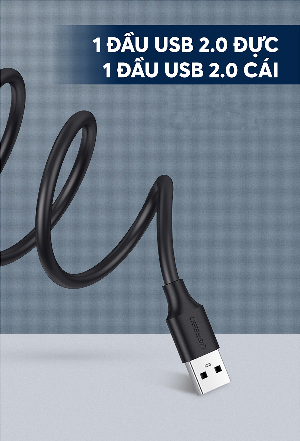 Dây nối dài USB 2.0 (1 đầu đực, 1 đầu cái) dài 2m UGREEN US103 10316 - Hàng Chính Hãng