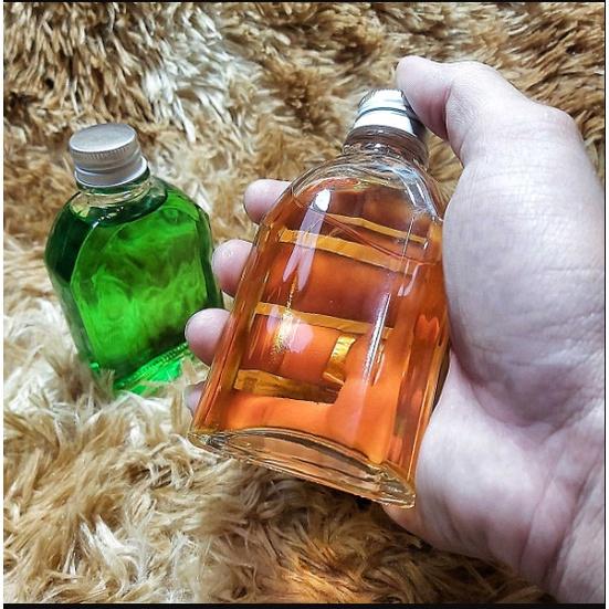 Chai thủy tinh nhỏ 100ML cao cấp VUÔNG Vát Vai kiểu DẸT – nắp nhôm - Vỏ Chai mini trong suốt