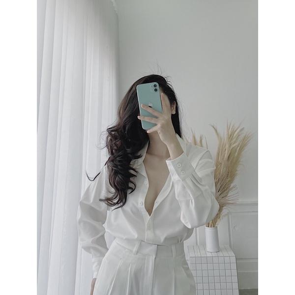 - áo sơ mi tay dài & quần dài ống suông rộng