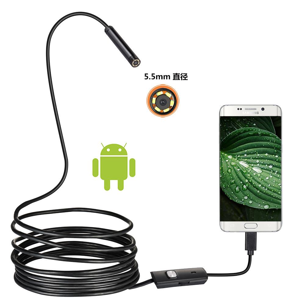 Giá thấp nhất 5.5mm độ nét cao Android điện thoại di động máy tính USB nội soi đường ống công nghiệp không thấm nước sửa chữa tự động 1 mét dòng nội soi