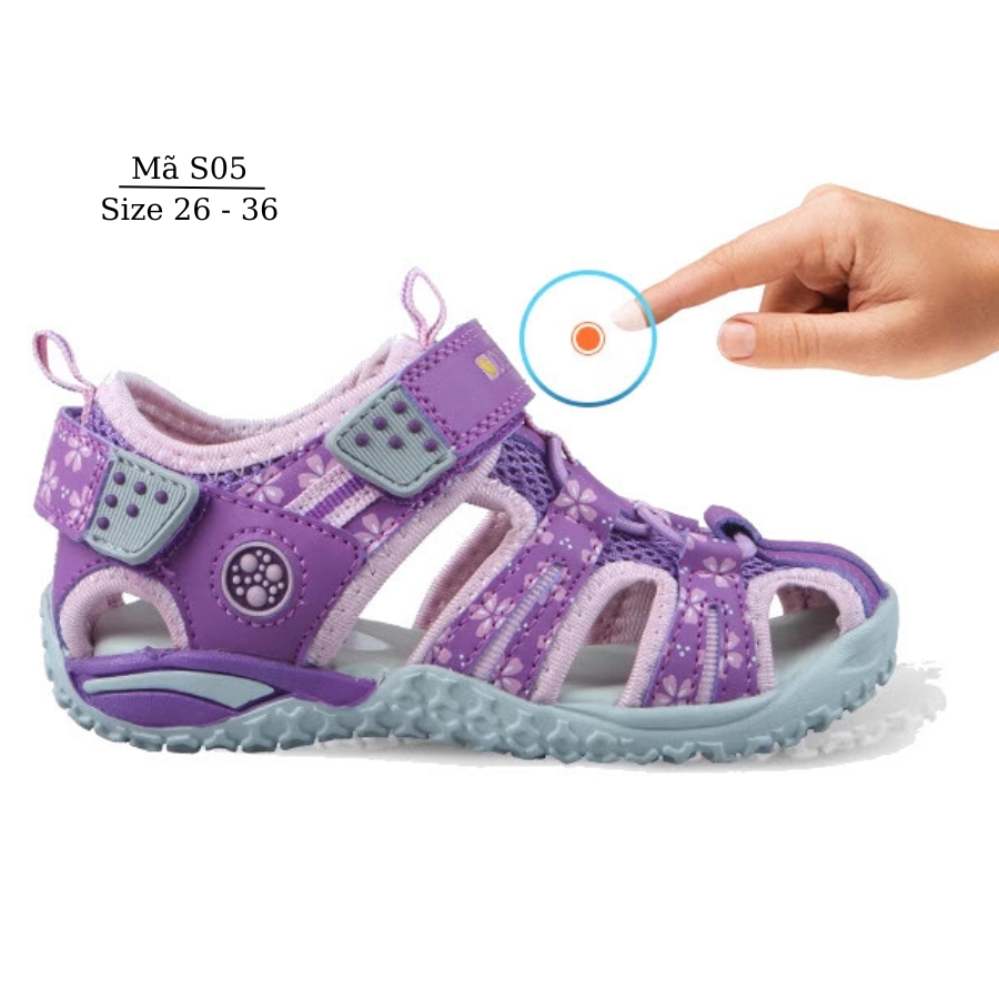 Hình ảnh Giày Sandal Chỉnh Hình Y Khoa Hỗ Trợ Bàn Chân Bẹt UOVO cho bé gái 3 - 12 tuổi có thể sử dụng để lót thêm đế định hình S05 TÍM đi học đi biển mùa hè