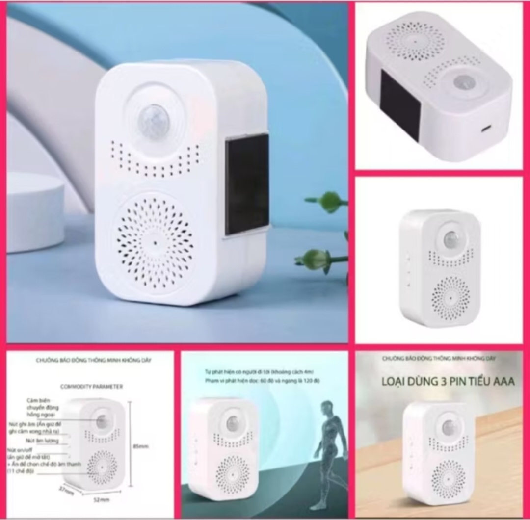 BỘ CHUÔNG CỬA BÁO KHÁCH CẢM BIẾN HỒNG NGOẠI GHI ÂM GIỌNG NÓI THÔNG MINH MẪU MỚI CHẤT LƯỢNG