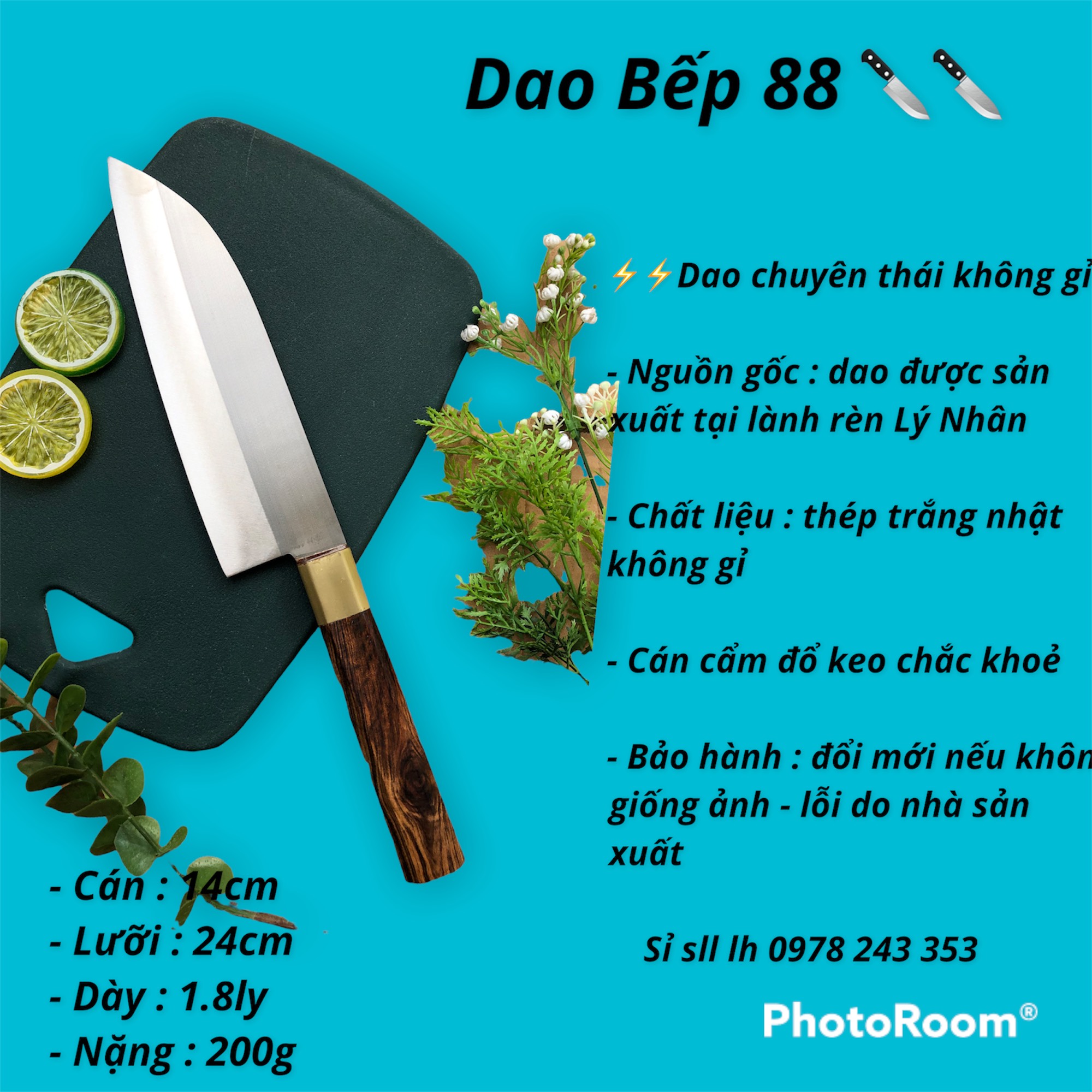 dao d3 thép trắng -chuyên thái thịt hoa quản -khâu đồng cán cẩm