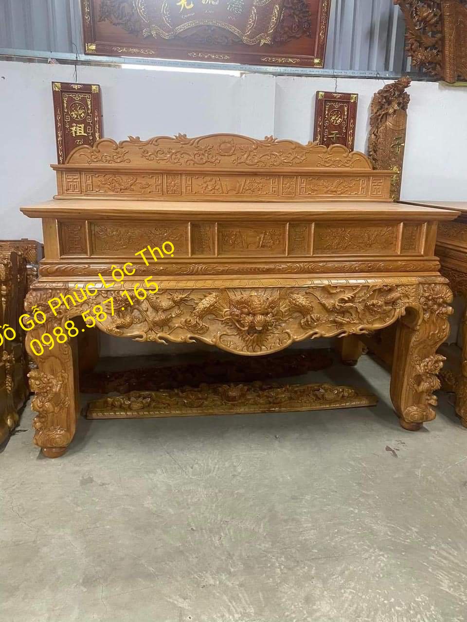 Sập thờ gỗ gõ đỏ chân 22