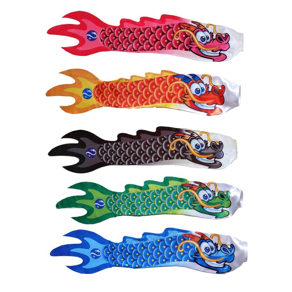 2-4pack Creative Dragon Flag Outdoor Windsock Carp Streamer Hanging Decor Black