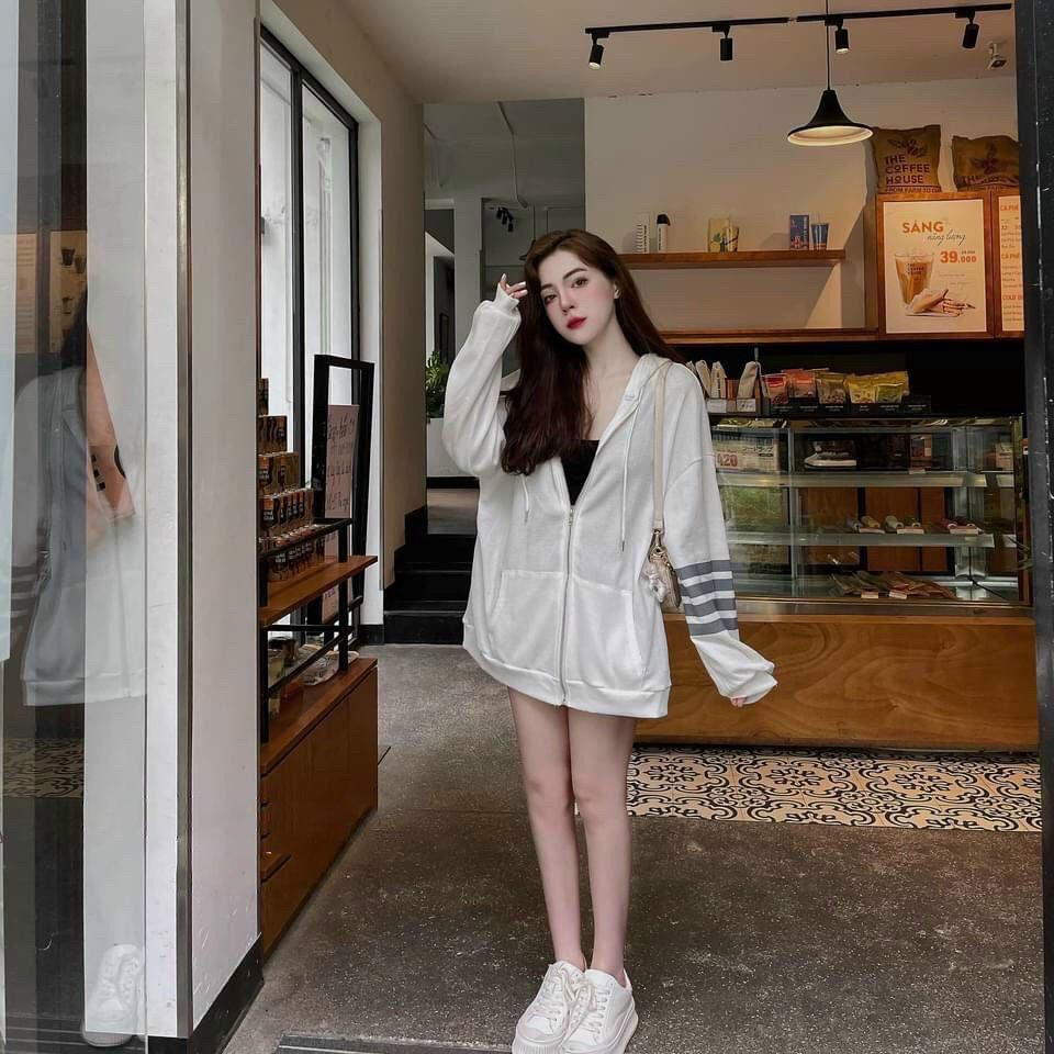 Áo Khoác Nỉ Trơn SỌC TAY 3 MÀU HOODIE ZIP Unisex Nam Nữ