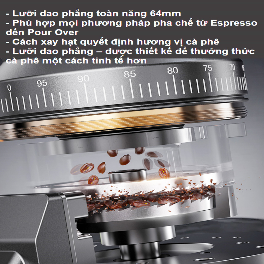 Máy xay hạt cà phê chuyên nghiệp Single Dose, 150 cấp độ xay vô cấp. Thương hiệu Mỹ cao cấp HiBREW - G10. HÀNG CHÍNH HÃNG