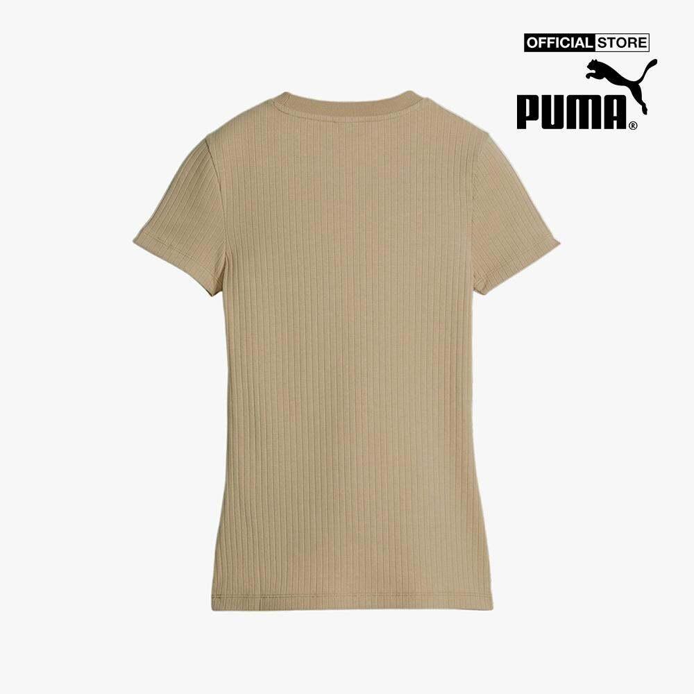 PUMA - Áo thun nữ cổ tròn tay ngắn Classics Ribbed Slim 621382