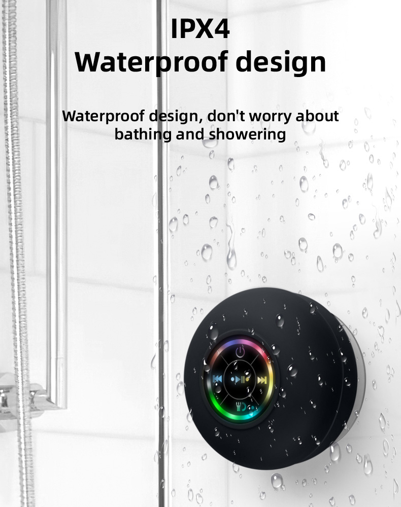 Loa tắm bluetooth chống thấm nước di động với cốc hút và đèn LED 3D Subero Subwwerer Color: Pink Woofer Size/Full-Range Size: Other Set Type: Speaker