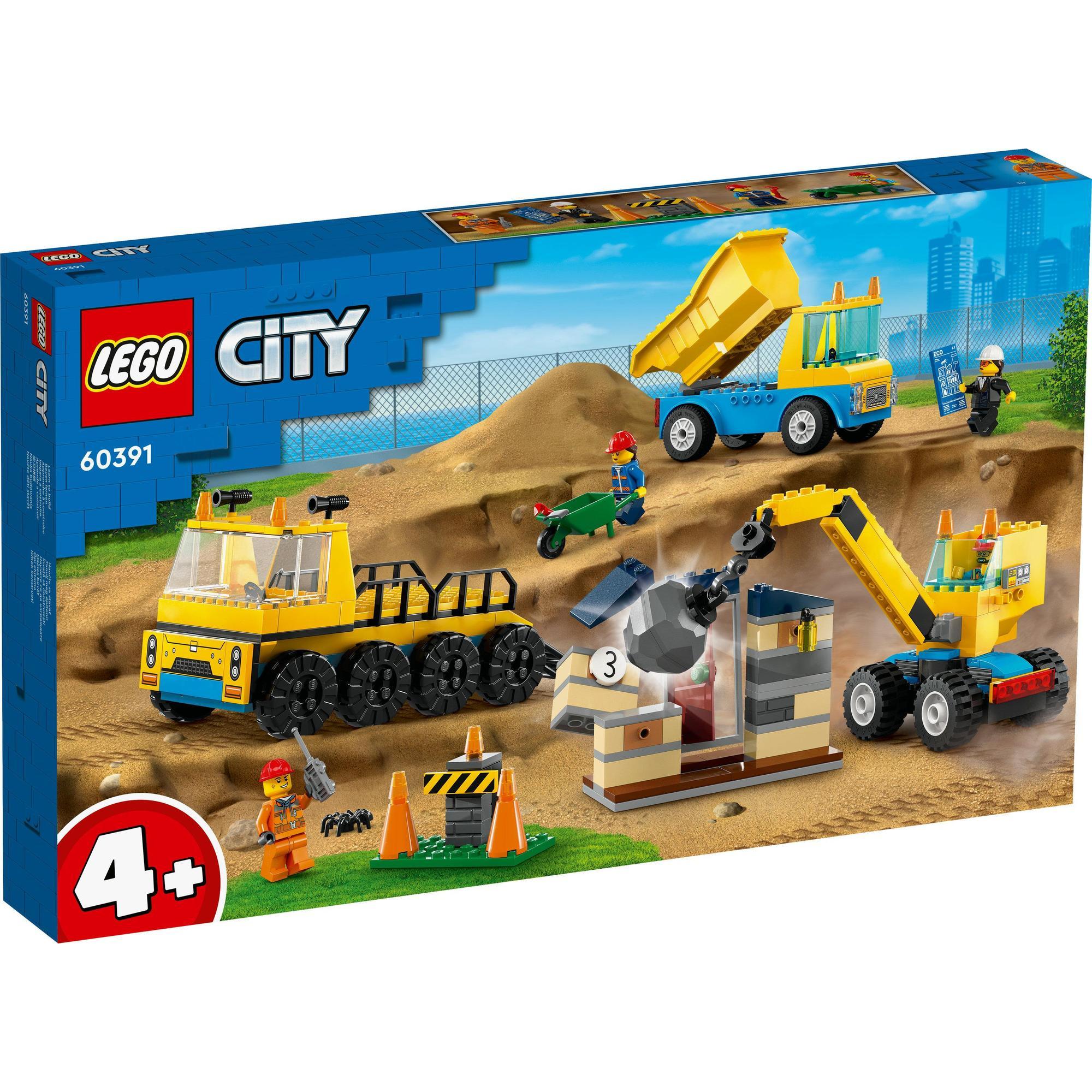 LEGO City 60391 Đồ chơi lắp ráp Xe tải và xe cần cẩu công trình (235 chi tiết)