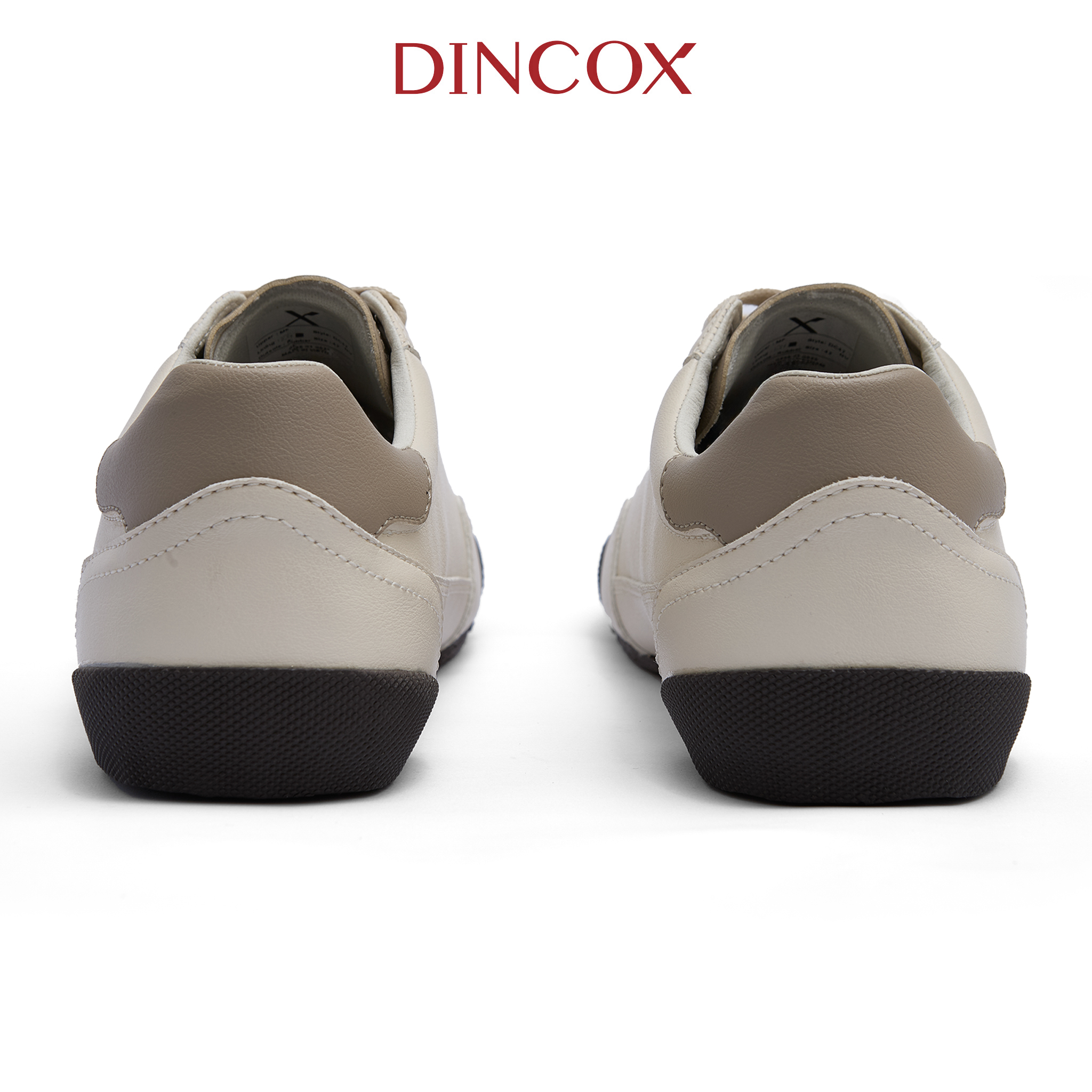 Giày Sneaker Da Nam Nữ Dincox DC47 BEIGE/TAUPE Shoes Đế Bằng, Bền Và Nhẹ Hơn
