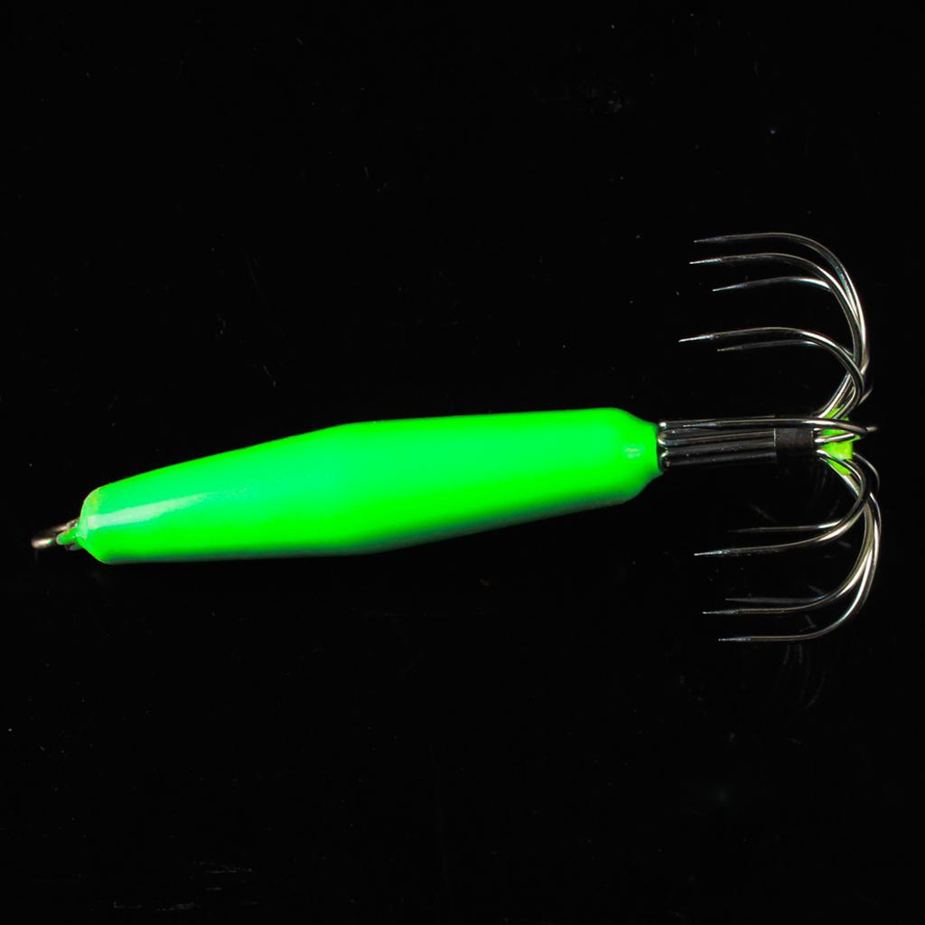 2xStainless Steel Luminous Squid Jig Hook Barrel Umbrella Octopus Hook 8.2cm