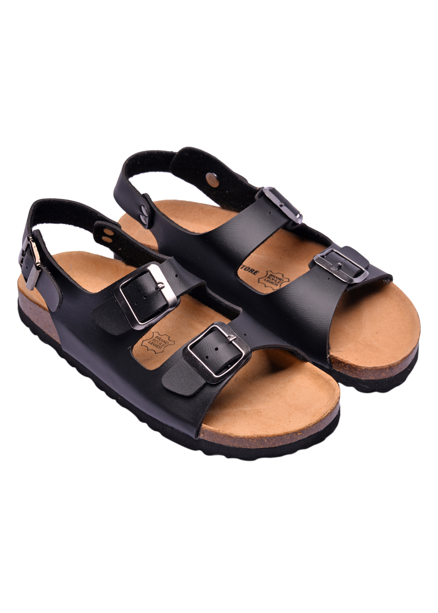 Sandal 2 khóa đen đế trấu 2125NAM