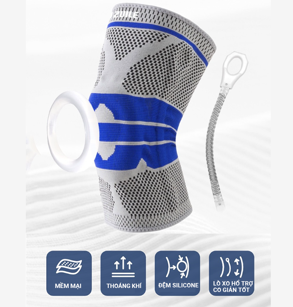 Băng Gối Thể Thao Đệm Silicone, Co Giãn 4 Chiều, Thanh Trợ Lực Lò Xo, Hỗ Trợ Bảo Vệ Xương Bánh Chè - Hàng Chính Hãng Teement