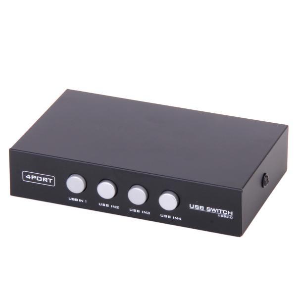 4 Ports USB 2.0 Divide Switch  Out Switch For Printer Scanner - Black