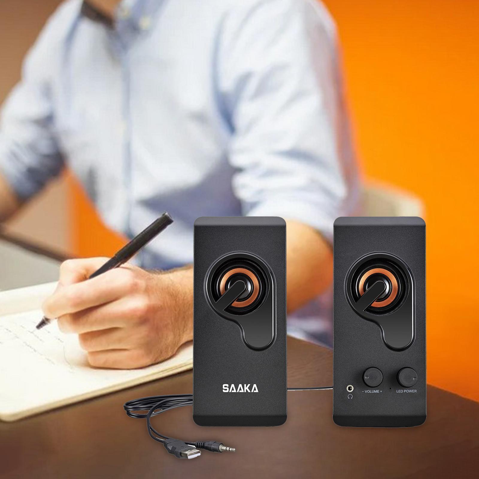 2 Pieces Desktop Table Speaker USB Powered Wired for Laptop Notebook Travel