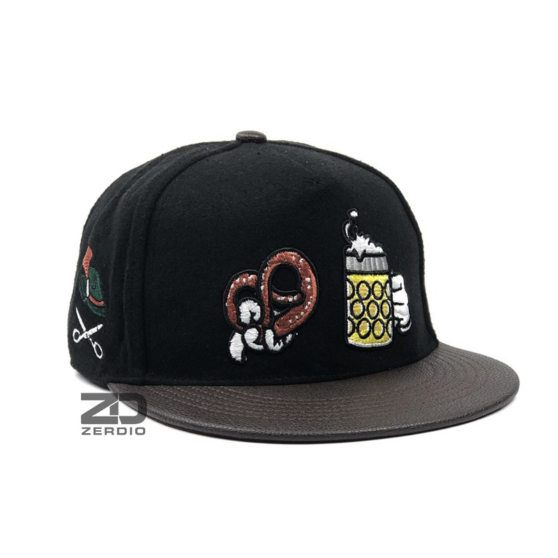 Nón hiphop, Mũ snapback nam nữ SN50 màu đen lưỡi da vải cotton dày cao cấp