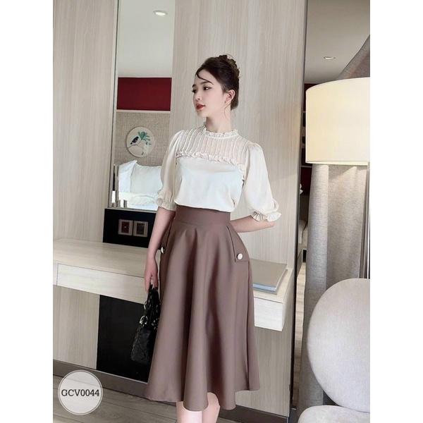 ️Gcv0044️Chân váy xoè nắp túi công sở️Elisa fashion