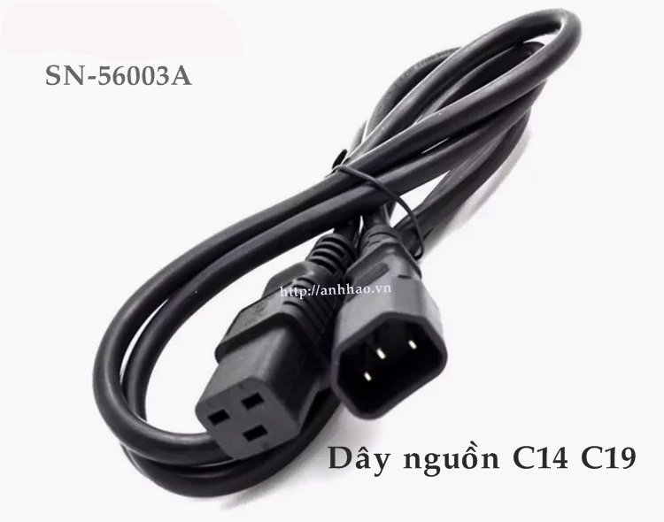 Dây nguồn UPS, PDU, Server chuẩn C14 C19 dài 2M, 100% lõi đồng, tiết diện lõi 3 x 2.08mm, tiêu chuẩn UL