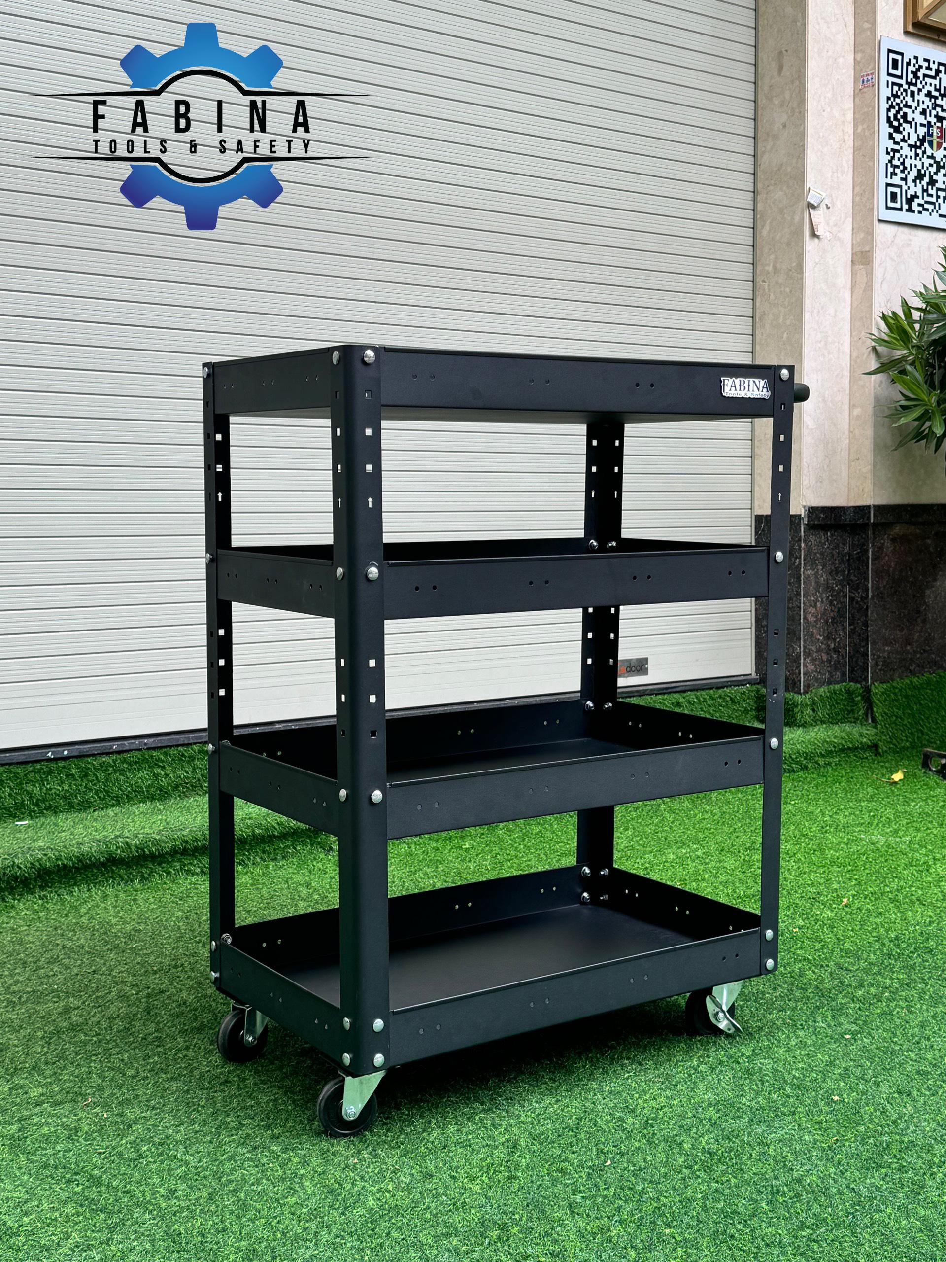 Kệ thép di động 4 ngăn cao 980mm màu đen FABINA