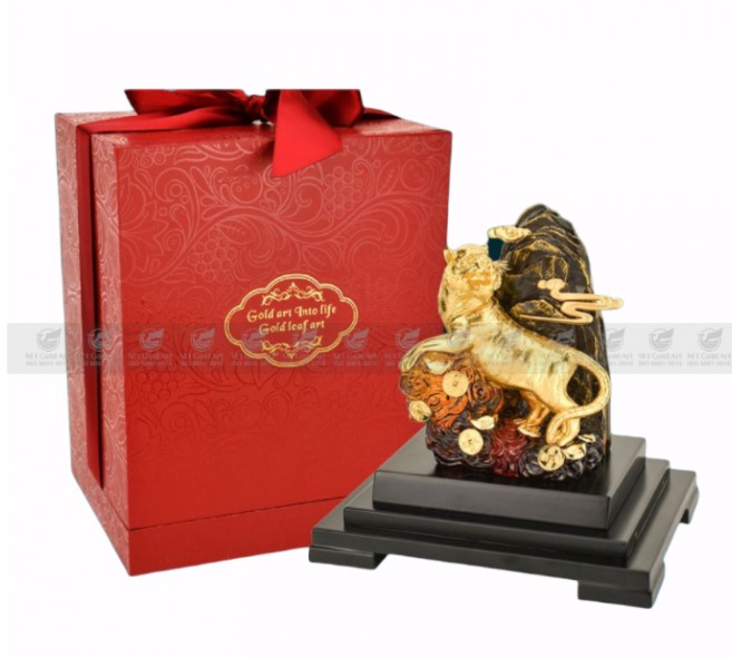 Tượng hổ dát vàng 24k MT Gold Art- Hàng chính hãng, trang trí nhà cửa, phòng làm việc, quà tặng sếp, đối tác, khách hàng, tân gia, khai trương