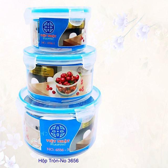 Bộ 3 hộp nhựa đựng thực phẩm có nắp gài chắc chắn, Hộp đựng thực phẩm để tủ lạnh Siêu Tiện dụng