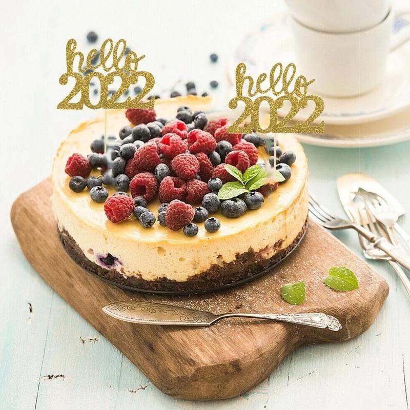 Thẻ trang trí bánh kem mừng năm mới, sinh nhật, giáng sinh 6cm 2022