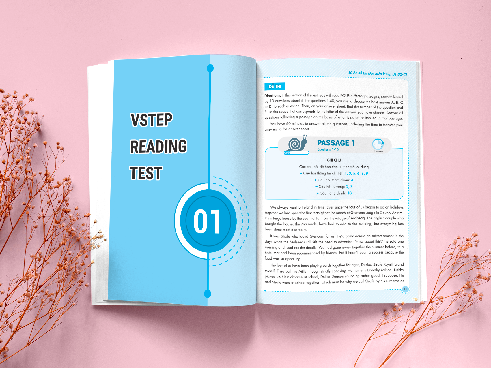 Sách 10 bộ đề thi Đọc hiểu Vstep B1-B2-C1 |Ôn thi TOEFL iBT reading, Vstep reading