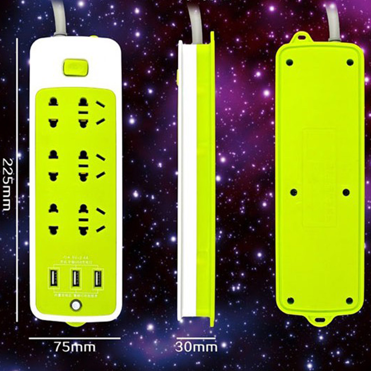 Ổ Cắm Điện Đa Năng Chống Giật Có 3 Cổng USB, Sạc Trực Tiếp, Tiết Kiệm Điện – Bộ Ổ Cắm Điện Xanh Lá Cao Cấp Chính Hãng - (Model ngẫu nhiên)