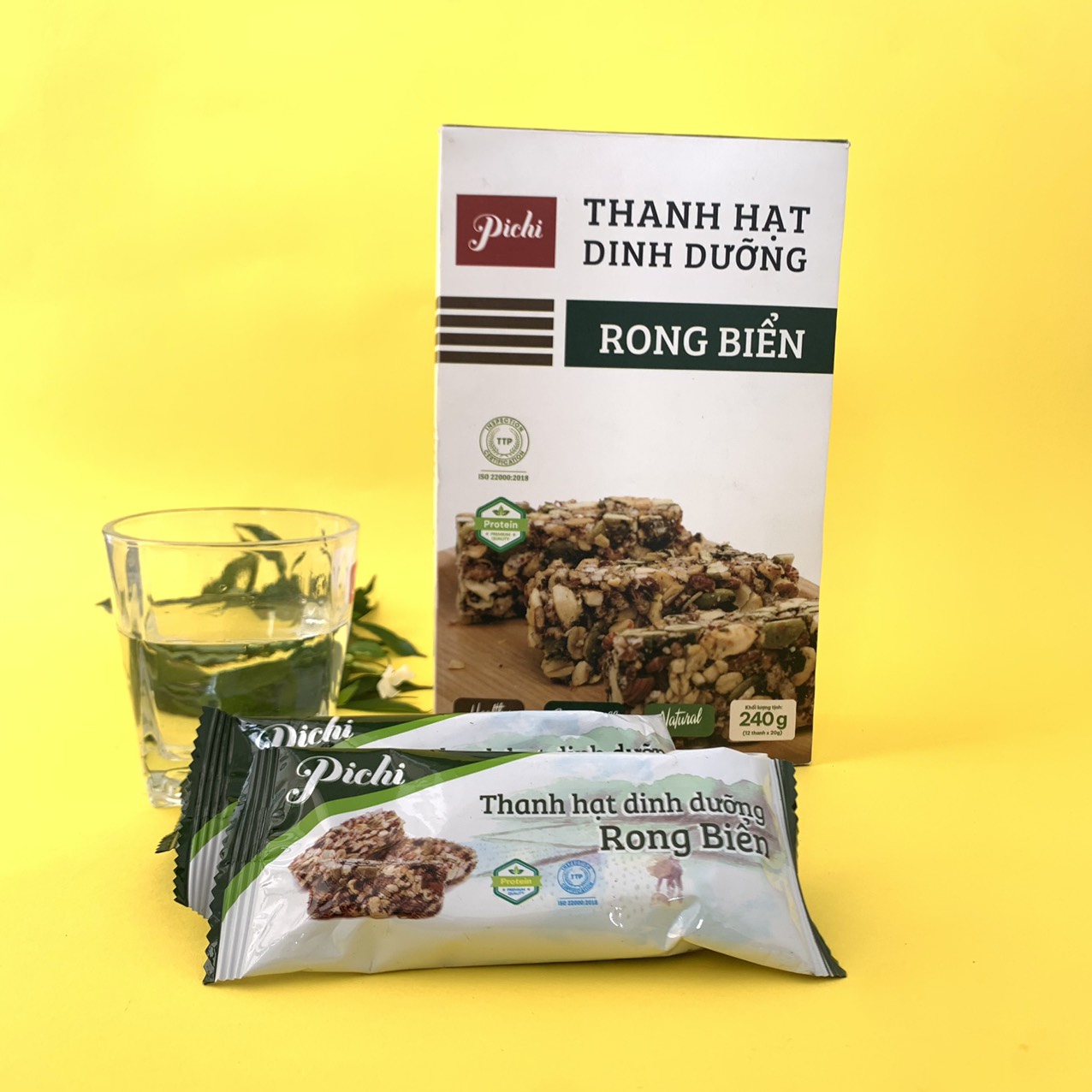 [1 Hộp 12 thanh] Thanh Hạt Gạo Lức Dinh Dưỡng Vị Rong Biển Chính Hãng Pichi (240 gr)