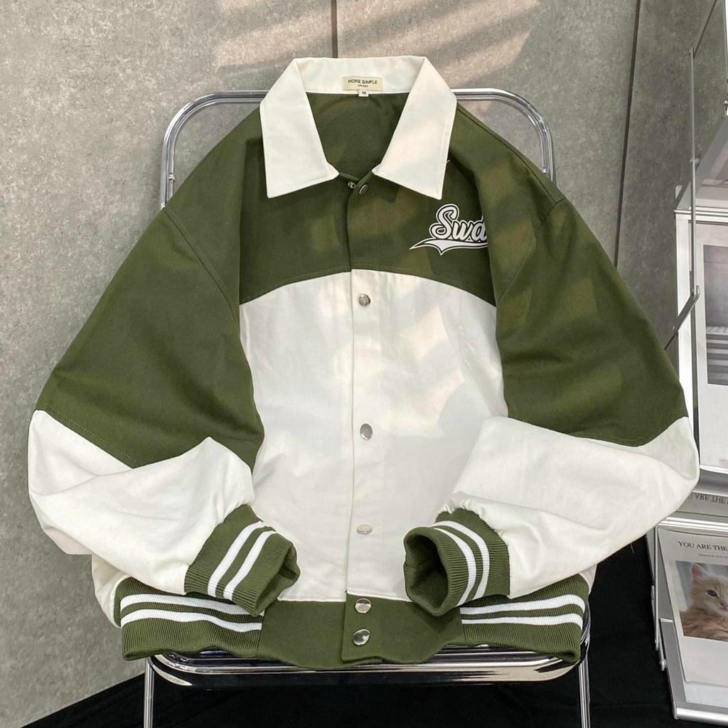 Áo khoác dù cardigan unisex phối nút form rộng nam nữ kiểu dáng bomber in LOGO cực đẹp