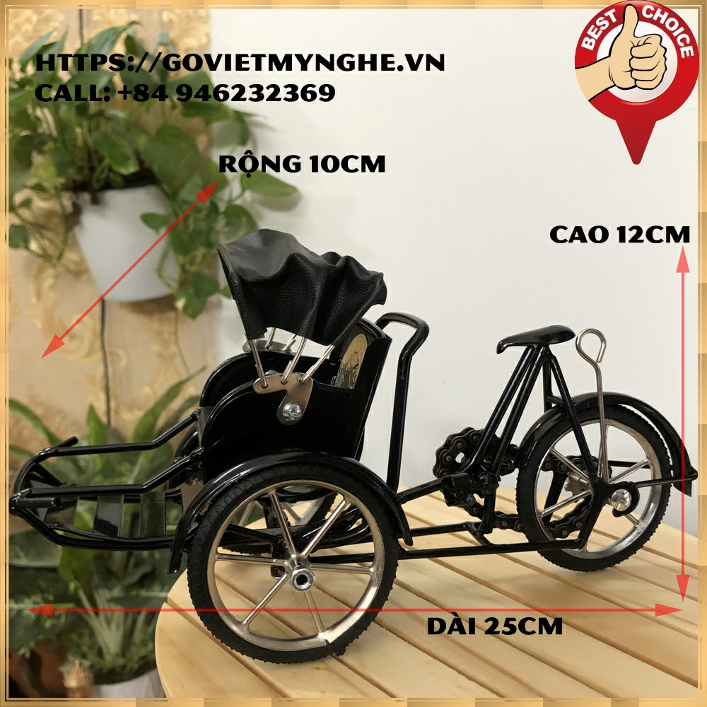 Mô hình xe xích lô sắt - size nhỏ - màu đen