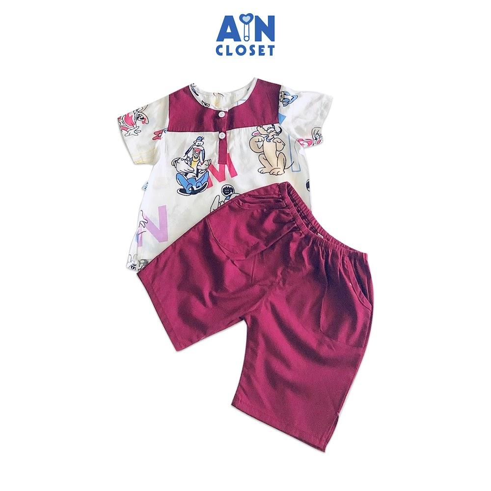 Bộ quần áo ngắn bé trai họa tiết Mickey đỏ cotton - AICDBTWOJBEY - AIN Closet